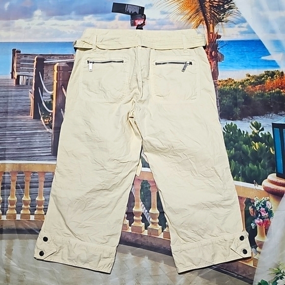 Diesel Belted Yellow Capri Pants Size 25 New - Picture 4 of 6